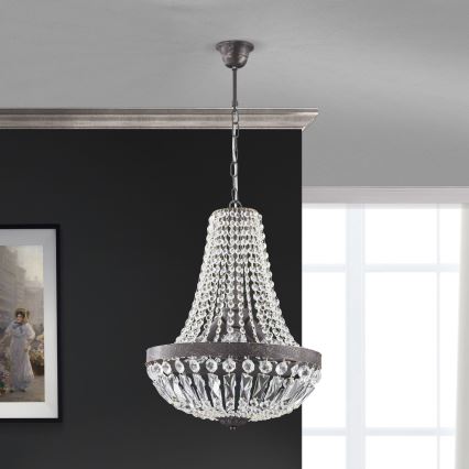 Krištolinis sietynas ant grandinės ARILA 3xE27/60W/230V diametras 40 cm ruda/patina