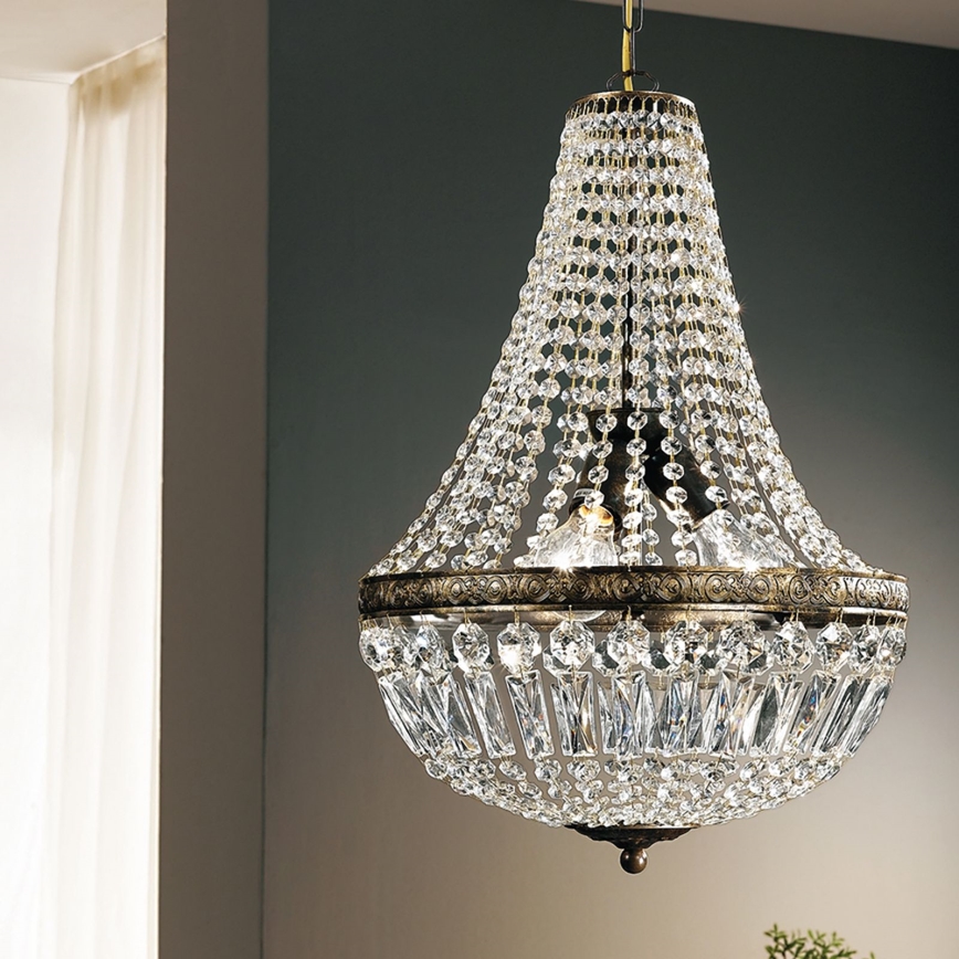 Krištolinis sietynas ant grandinės ARILA 3xE27/60W/230V diametras 40 cm ruda/patina