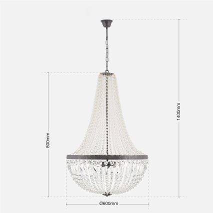 Krištolinis sietynas ant grandinės ARILA 6xE27/60W/230V diametras 60 cm ruda/patina