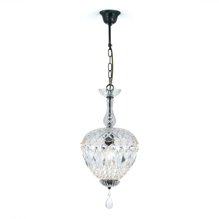 Krištolinis sietynas ant grandinės ARILA 1xE27/60W/230V diametras 25 cm ruda/patina