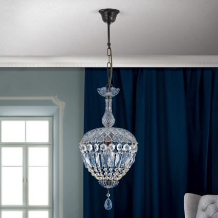 Krištolinis sietynas ant grandinės ARILA 1xE27/60W/230V diametras 25 cm ruda/patina