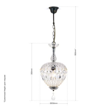 Krištolinis sietynas ant grandinės ARILA 1xE27/60W/230V diametras 25 cm ruda/patina