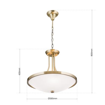 Sietynas, kabinamas ant grandinės AIDA 3xE27/60W/230V diametras 39,5 cm žalvaris