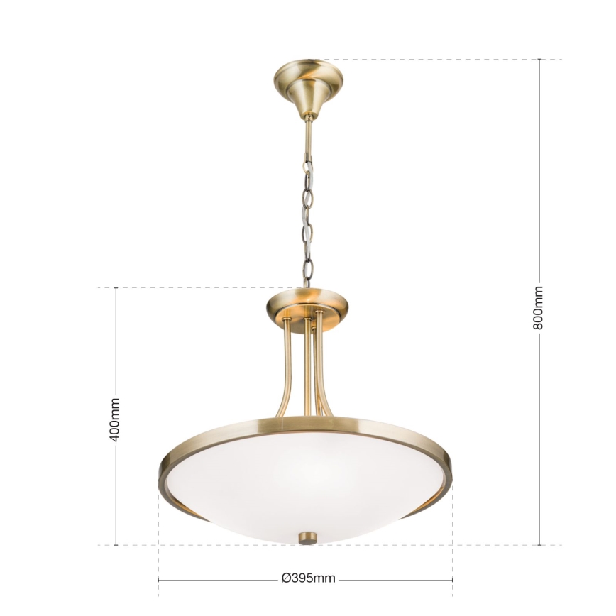 Sietynas, kabinamas ant grandinės AIDA 3xE27/60W/230V diametras 39,5 cm žalvaris