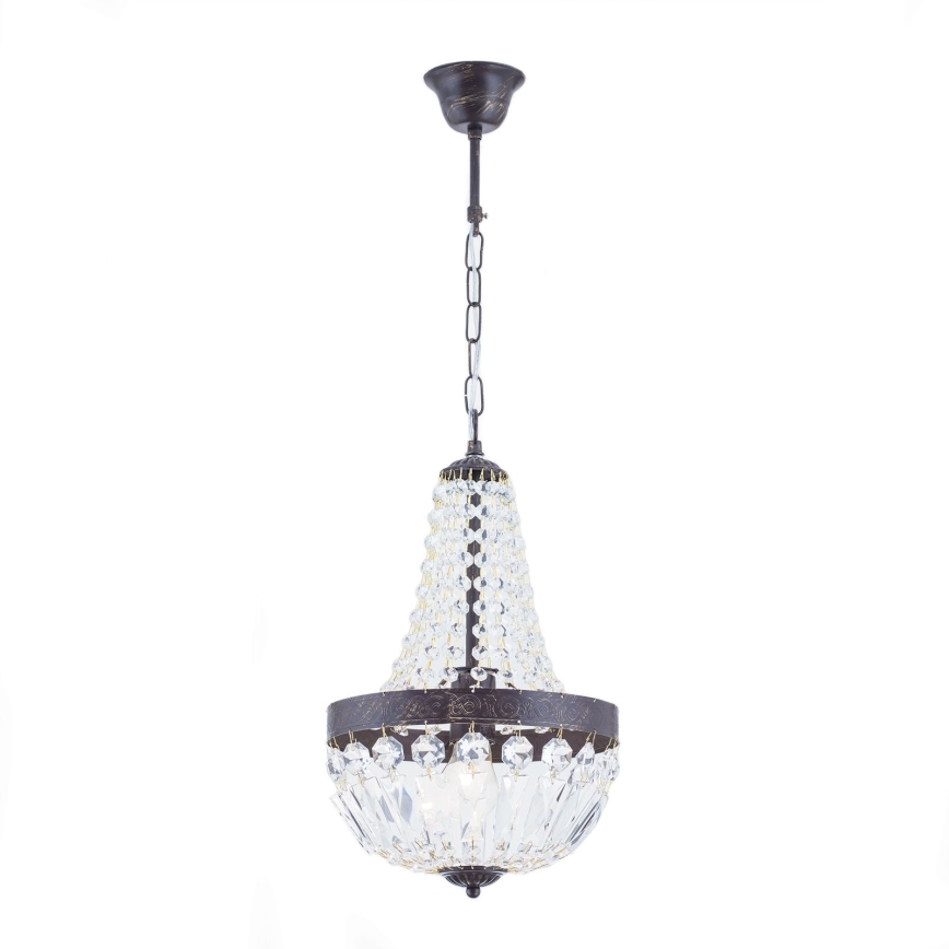 Krištolinis sietynas ant grandinės ARILA 1xE27/60W/230V diametras 25,5 cm ruda/patina