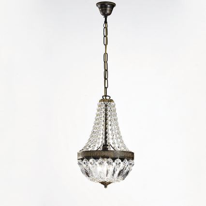 Krištolinis sietynas ant grandinės ARILA 1xE27/60W/230V diametras 25,5 cm ruda/patina