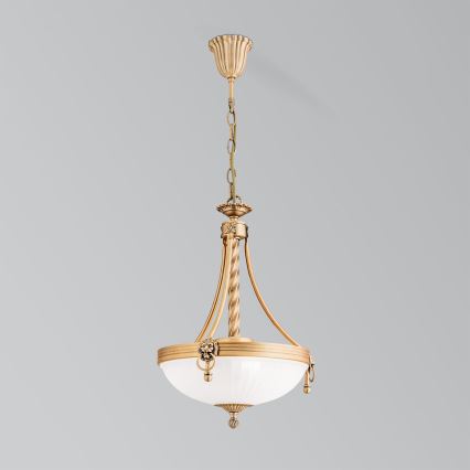 Sietynas, kabinamas ant grandinės ROCCA 3xE27/60W/230V diametras 32 cm bronza/balta