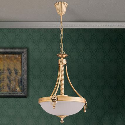 Sietynas, kabinamas ant grandinės ROCCA 3xE27/60W/230V diametras 32 cm bronza/balta
