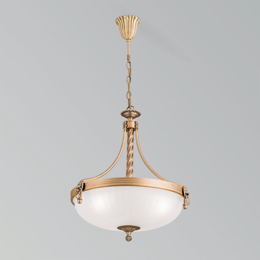 Sietynas, kabinamas ant grandinės ROCCA 3xE27/60W/230V diametras 42 cm bronza/balta
