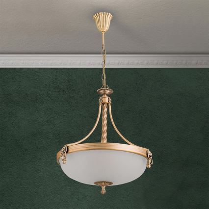 Sietynas, kabinamas ant grandinės ROCCA 3xE27/60W/230V diametras 42 cm bronza/balta
