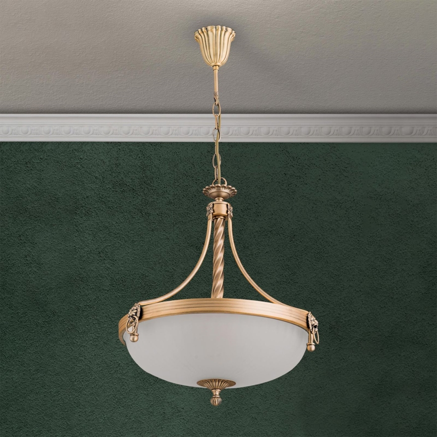 Sietynas, kabinamas ant grandinės ROCCA 3xE27/60W/230V diametras 42 cm bronza/balta
