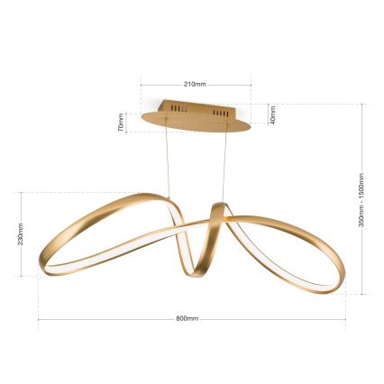 LED Reguliuojamas pakabinamas sietynas CIRCUS LED/36W/230V auksas