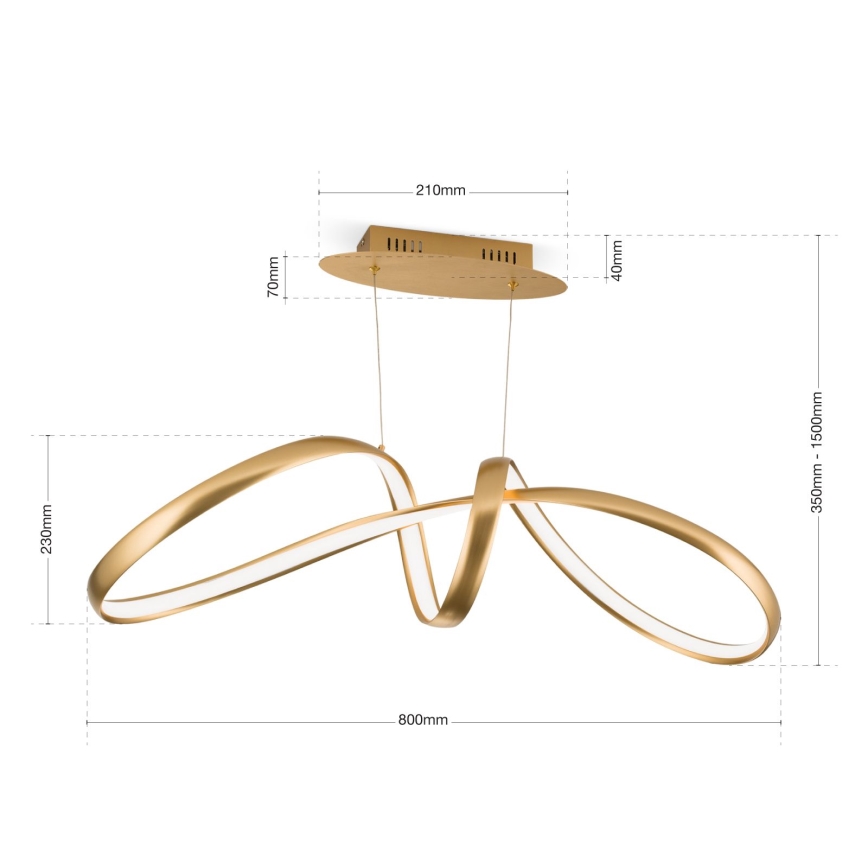 LED Reguliuojamas pakabinamas sietynas CIRCUS LED/36W/230V auksas
