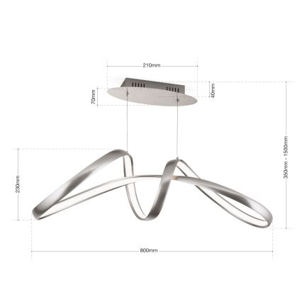 LED Reguliuojamas pakabinamas sietynas CIRCUS LED/36W/230V sidabras