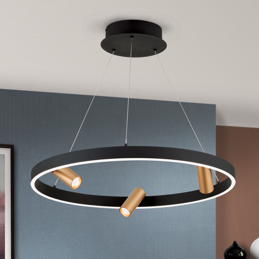LED Reguliuojamas pakabinamas sietynas BERLIN LED/50W/230V juoda/auksas