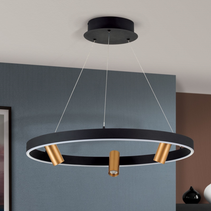 LED Reguliuojamas pakabinamas sietynas BERLIN LED/50W/230V juoda/auksas