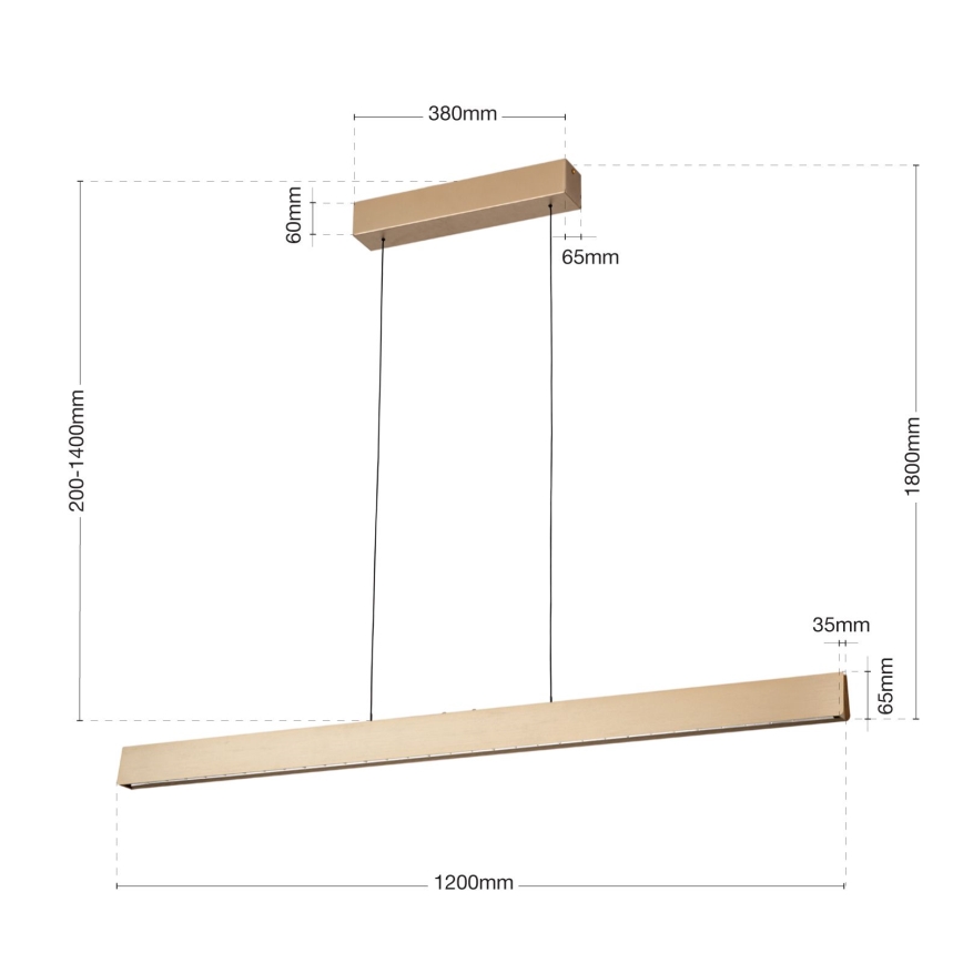 LED Reguliuojamas pakabinamas sietynas TARA LED/44W/230V 2700/3800/4500/5700K auksas
