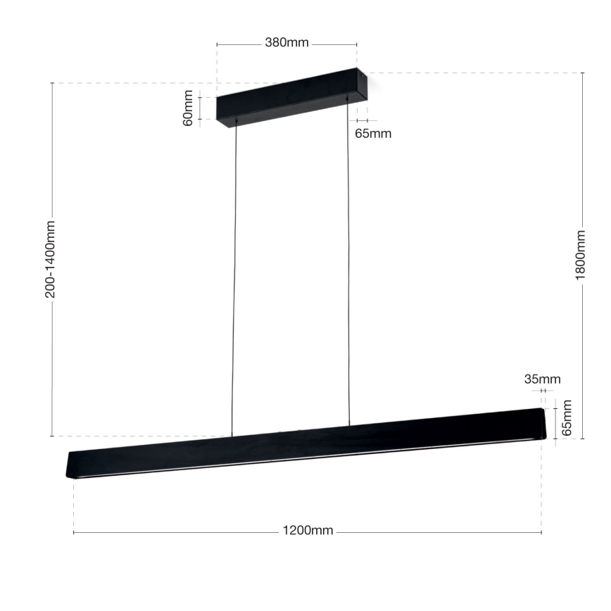 LED Reguliuojamas pakabinamas sietynas TARA LED/44W/230V 2700/3800/4500/5700K juoda