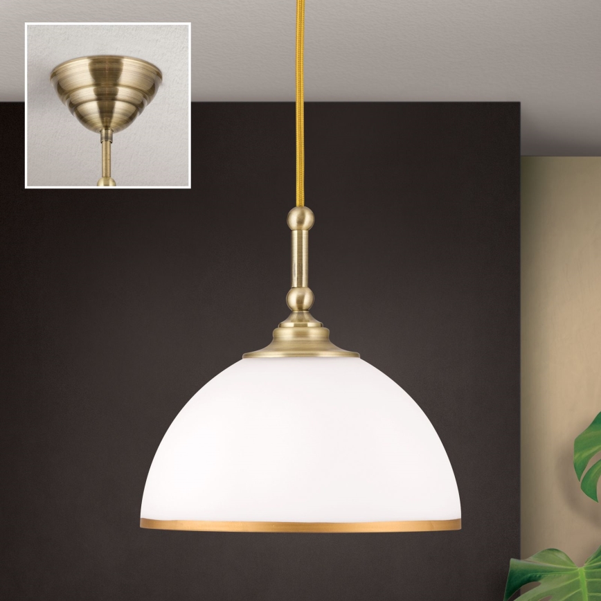 Pakabinamas sietynas OLD LAMP 1xE27/40W/230V balta/žalvaris