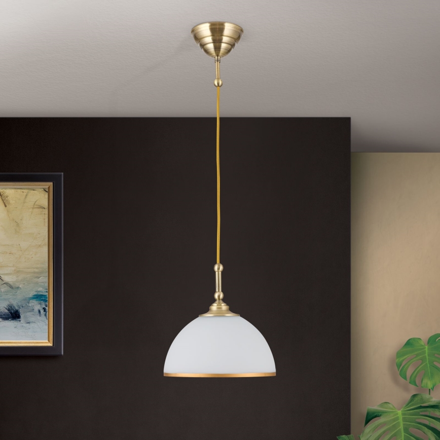 Pakabinamas sietynas OLD LAMP 1xE27/40W/230V balta/žalvaris