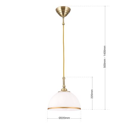 Pakabinamas sietynas OLD LAMP 1xE27/40W/230V balta/žalvaris