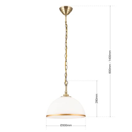 Sietynas, kabinamas ant grandinės OLD LAMP 1xE27/40W/230V diametras 30 cm balta/žalvaris