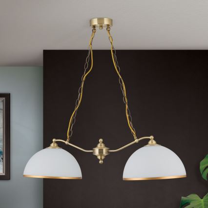 Sietynas, kabinamas ant grandinės OLD LAMP 2xE27/40W/230V balta/žalvaris