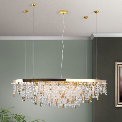 Krištolinis pakabinamas sietynas CRYSTALRIVER 21xG9/40W/230V auksas