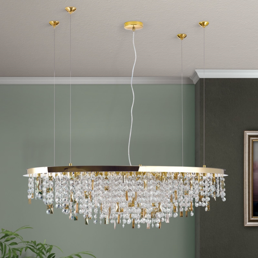 Krištolinis pakabinamas sietynas CRYSTALRIVER 21xG9/40W/230V auksas