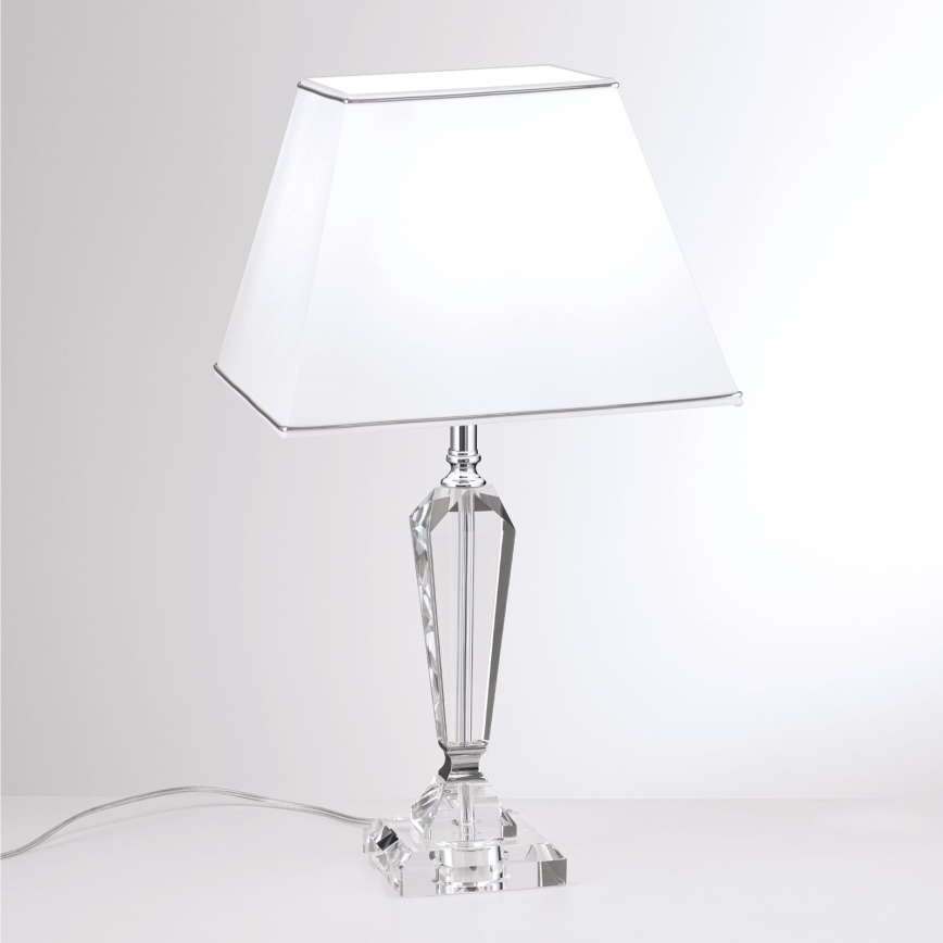 Krištolinis stalinis šviestuvas VERONIQUE 1xE27/60W/230V balta/permatoma