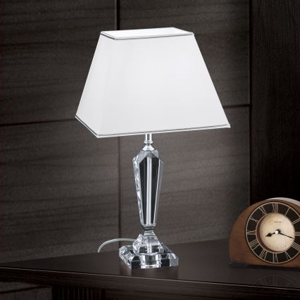 Krištolinis stalinis šviestuvas VERONIQUE 1xE27/60W/230V balta/permatoma