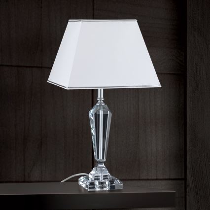 Krištolinis stalinis šviestuvas VERONIQUE 1xE27/60W/230V balta/permatoma