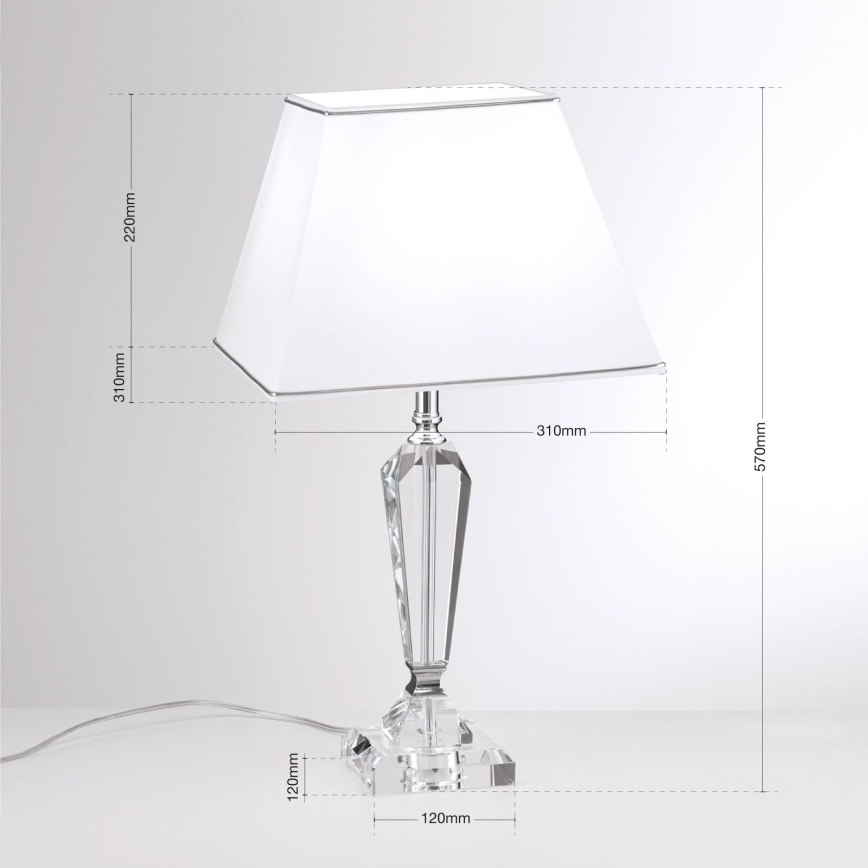 Krištolinis stalinis šviestuvas VERONIQUE 1xE27/60W/230V balta/permatoma