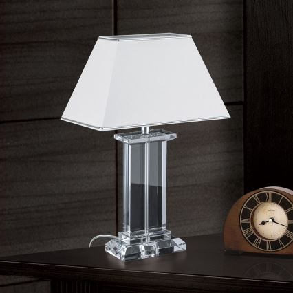 Krištolinis stalinis šviestuvas VERONIQUE 1xE27/60W/230V balta/permatoma