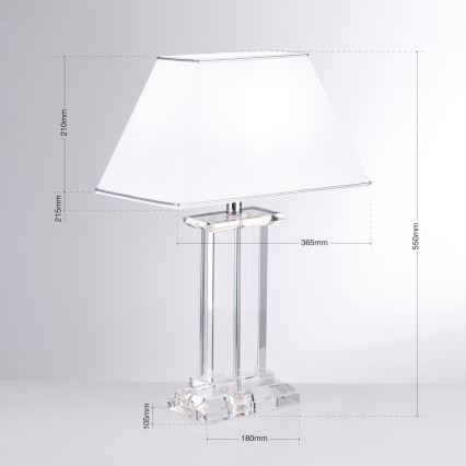 Krištolinis stalinis šviestuvas VERONIQUE 1xE27/60W/230V balta/permatoma