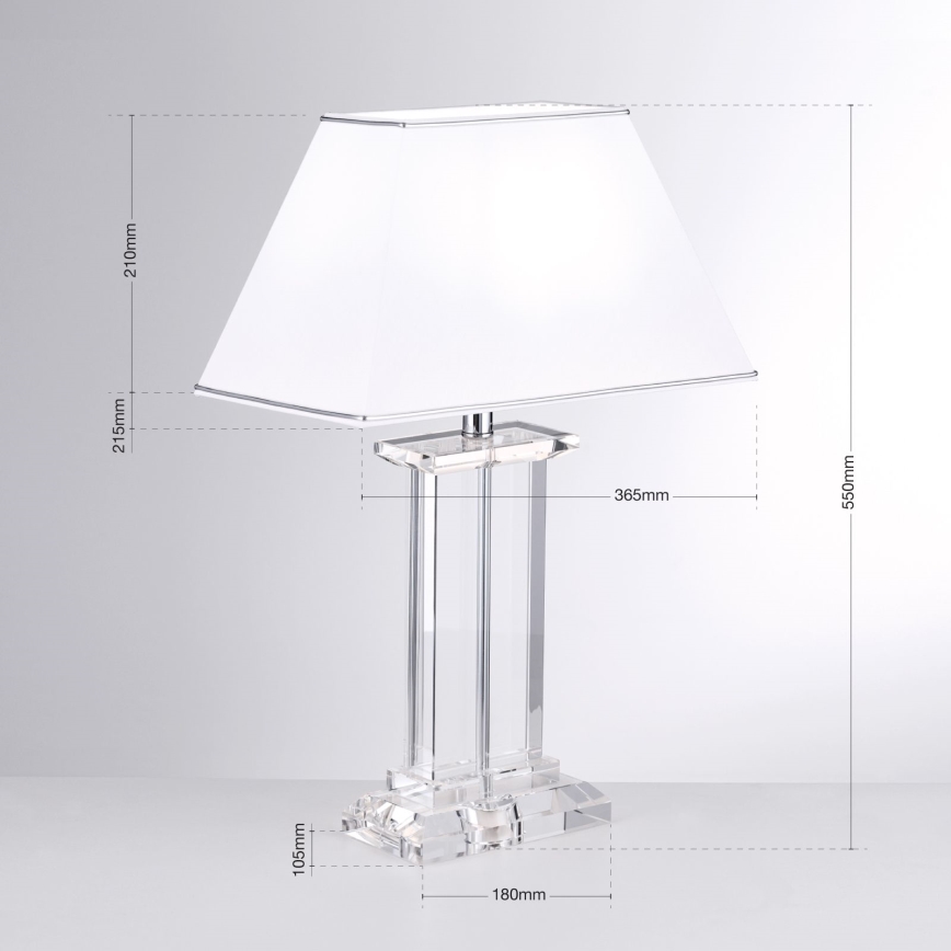 Krištolinis stalinis šviestuvas VERONIQUE 1xE27/60W/230V balta/permatoma