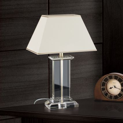 Krištolinis stalinis šviestuvas VERONIQUE 1xE27/60W/230V kreminė/permatoma