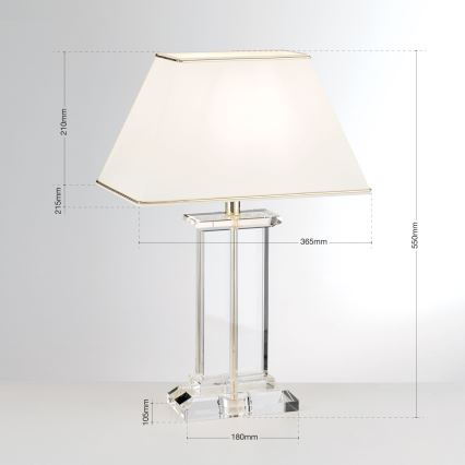 Krištolinis stalinis šviestuvas VERONIQUE 1xE27/60W/230V kreminė/permatoma