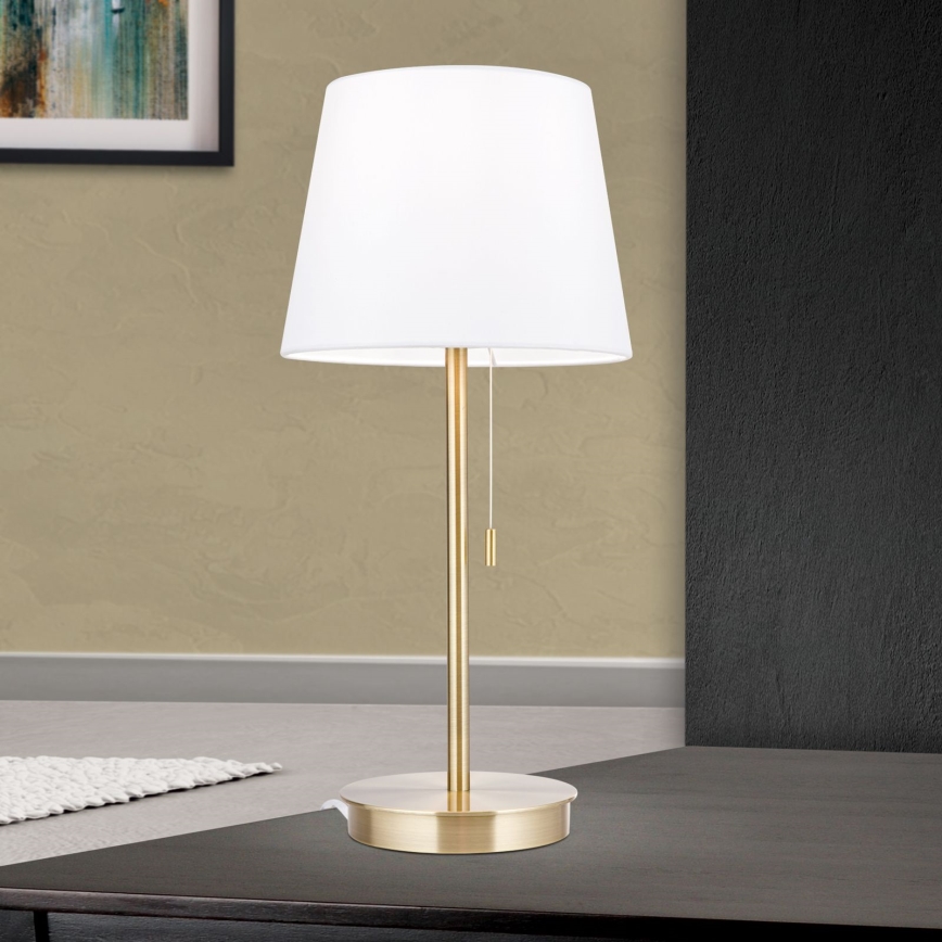 Stalinis šviestuvas su USB prievadu LUDWIG 1xE27/40W/230V 50 cm balta/auksas