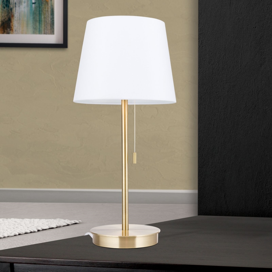 Stalinis šviestuvas su USB prievadu LUDWIG 1xE27/40W/230V 50 cm balta/auksas