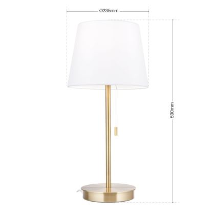 Stalinis šviestuvas su USB prievadu LUDWIG 1xE27/40W/230V 50 cm balta/auksas