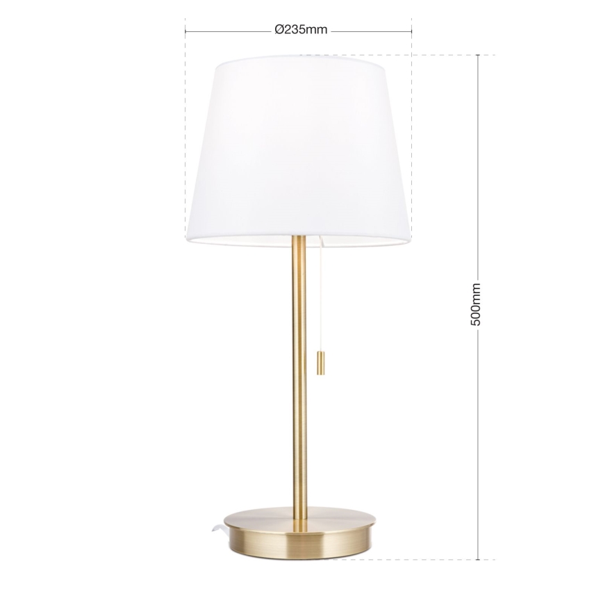 Stalinis šviestuvas su USB prievadu LUDWIG 1xE27/40W/230V 50 cm balta/auksas