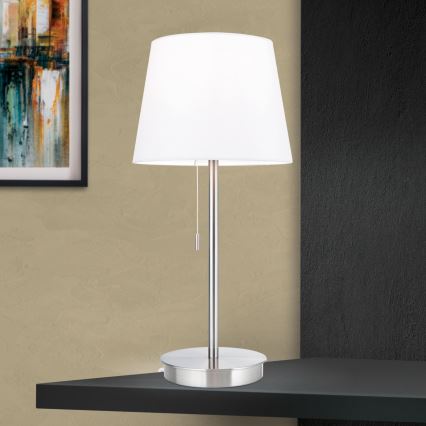 Stalinis šviestuvas su USB prievadu LUDWIG 1xE27/40W/230V 50 cm balta/matinis chromas