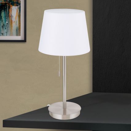 Stalinis šviestuvas su USB prievadu LUDWIG 1xE27/40W/230V 50 cm balta/matinis chromas
