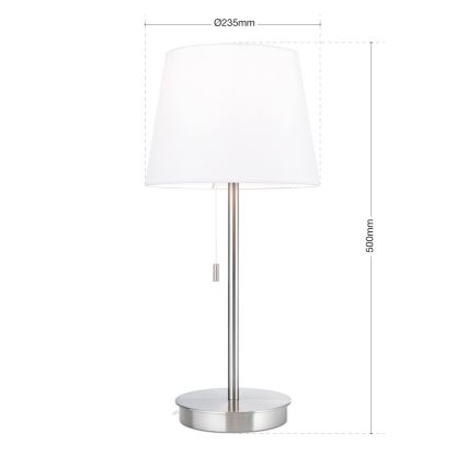 Stalinis šviestuvas su USB prievadu LUDWIG 1xE27/40W/230V 50 cm balta/matinis chromas