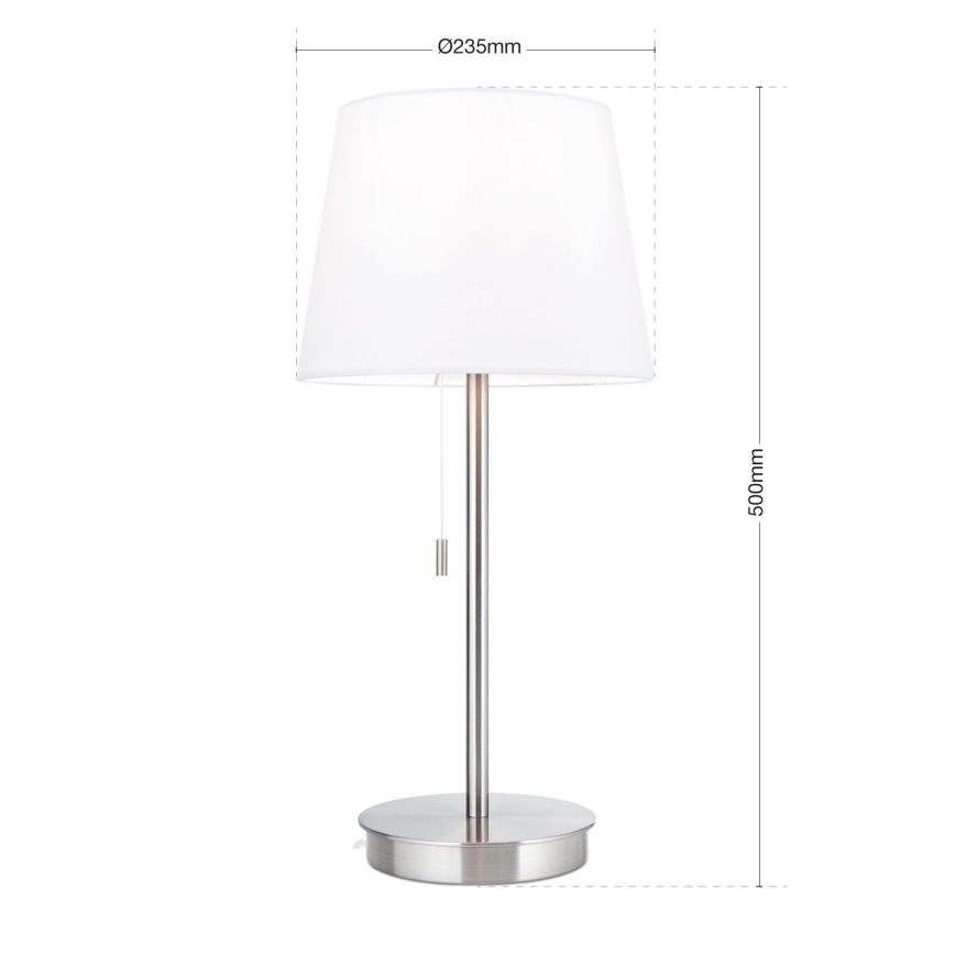 Stalinis šviestuvas su USB prievadu LUDWIG 1xE27/40W/230V 50 cm balta/matinis chromas