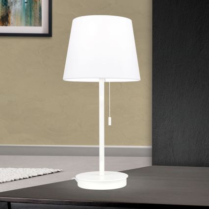 Stalinis šviestuvas su USB prievadu LUDWIG 1xE27/40W/230V 50 cm balta