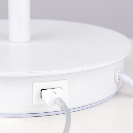 Stalinis šviestuvas su USB prievadu LUDWIG 1xE27/40W/230V 50 cm balta