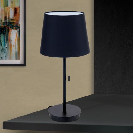Stalinis šviestuvas su USB prievadu LUDWIG 1xE27/40W/230V 50 cm juoda