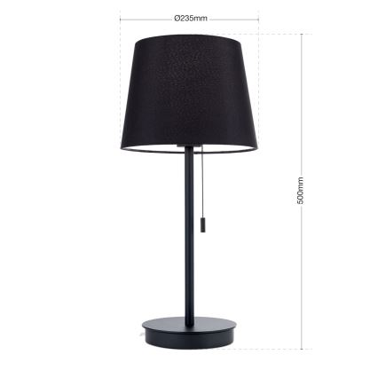 Stalinis šviestuvas su USB prievadu LUDWIG 1xE27/40W/230V 50 cm juoda